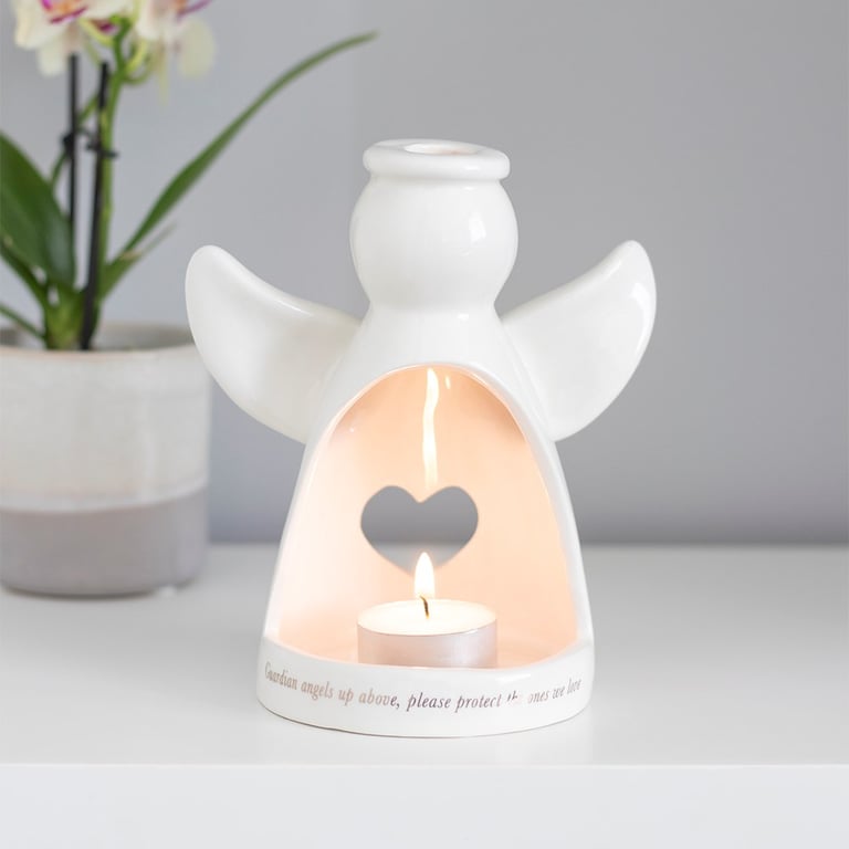 Guardian Angel Tealight Holder - Comforting Home Decor with Heartfelt Design