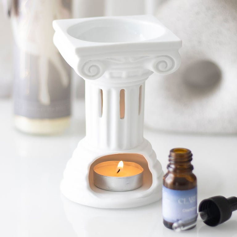 Greek Column Oil Burner and Wax Warmer - Elegant Fragrance Diffuser for Home Decor