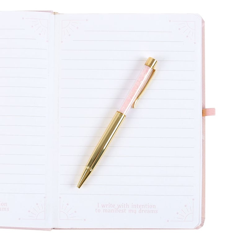 Goddess Energy Manifestation Journal and Rose Quartz Crystal Pen - Unlock Your Divine Power