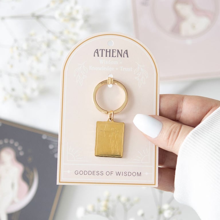 Athena Goddess Talisman Keyring - Elegant Wisdom & Strength On-The-Go