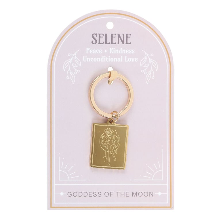 Selene Goddess Talisman Keyring - Inner Peace & Spiritual Strength in Gold-Toned Elegance