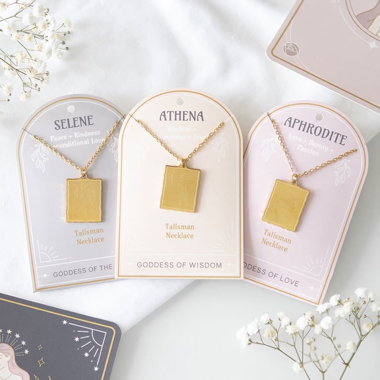 Goddess Energy Necklaces Set - Wisdom, Serenity & Love Pendants