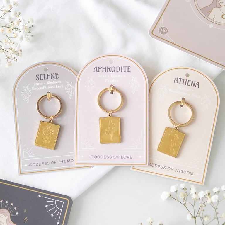 Goddess Energy Keyrings - Wisdom, Serenity & Love Inspired Talismans