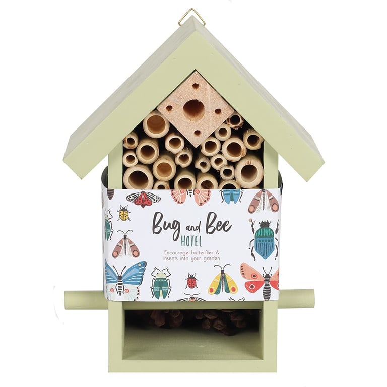 Wooden Bug and Bee Hotel - Natural Pest Control and Mini Beast Habitat for Gardens