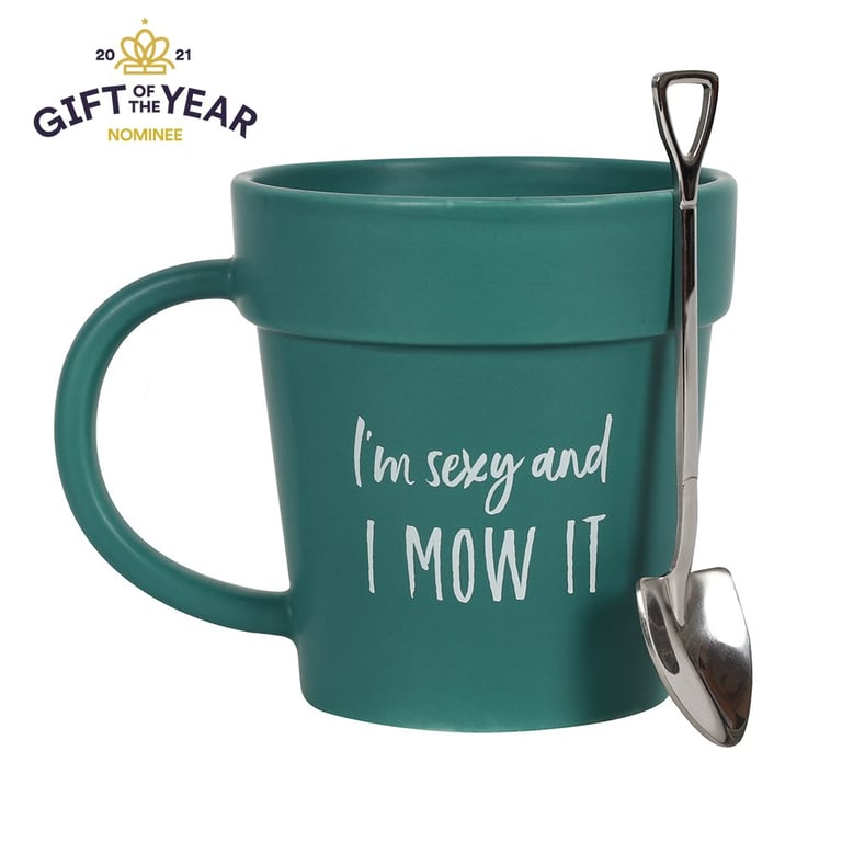 Terracotta Plant Pot Mug and Shovel Spoon Set - Humorous Garden Gift