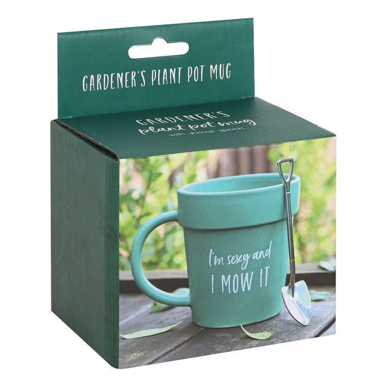 Terracotta Plant Pot Mug and Shovel Spoon Set - Humorous Garden Gift