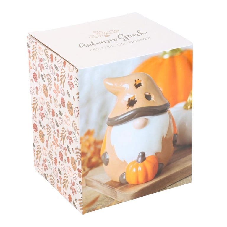 Autumn Gonk Oil Burner - Warm Seasonal Decor with Cut-Out Leaf Details