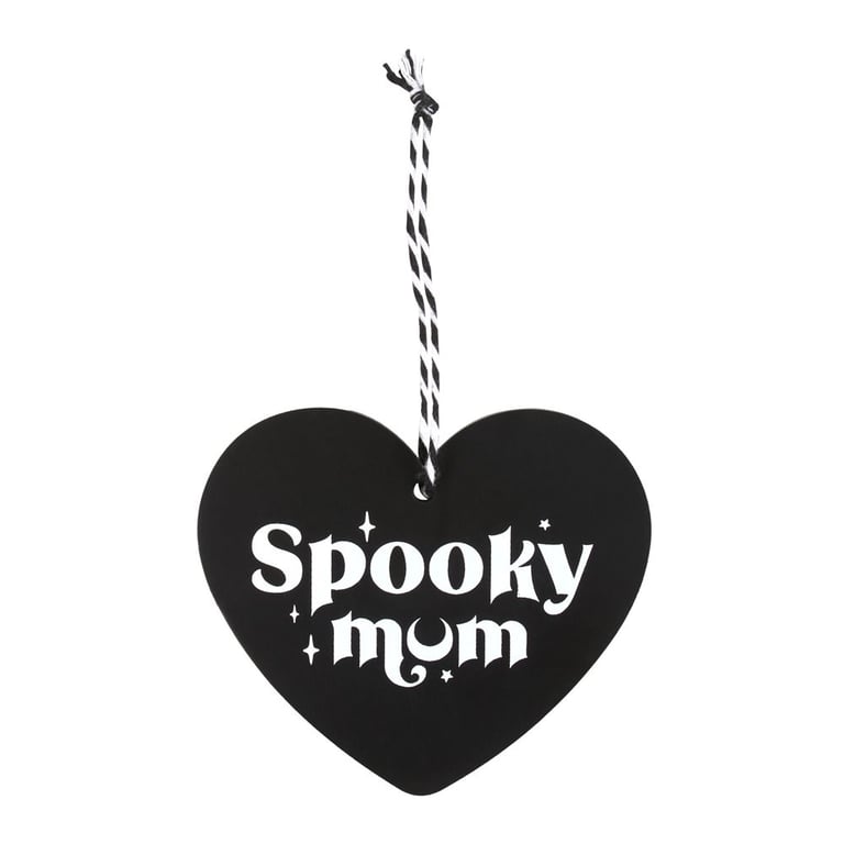 Spooky Mum Gothic Hanging Heart Sign - Alternative Mama Keepsake