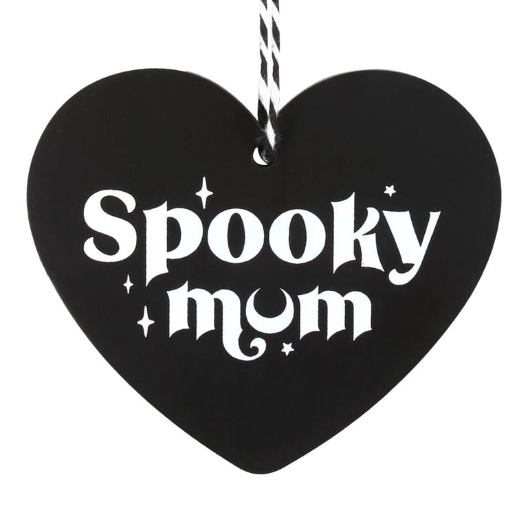 Spooky Mum Gothic Hanging Heart Sign - Alternative Mama Keepsake