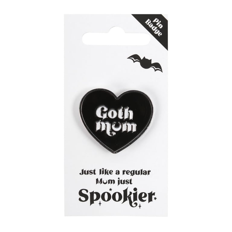 Goth Mum Black Heart Pin Badge - Perfect Alternative Mama Accessory