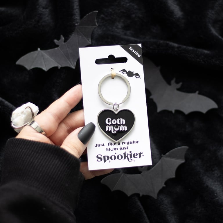 Goth Mum Black Heart Keyring - Perfect Alternative Mama Gift