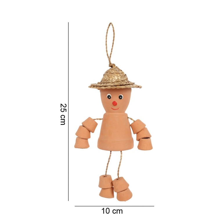 Terracotta Pot Man - Charming Garden Statue with Straw Hat Planter