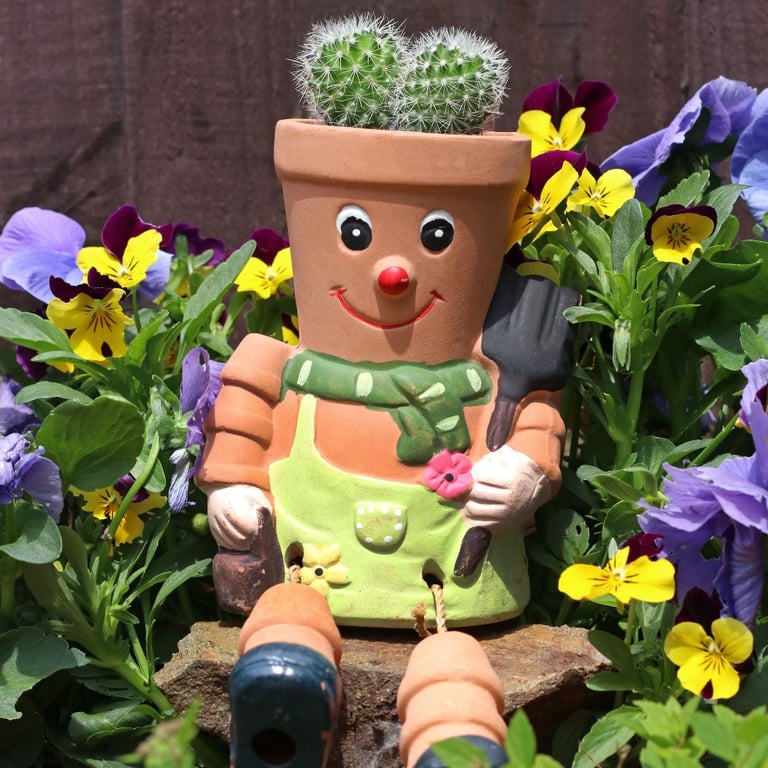 Terracotta Pot Man Planter - Fun Garden Decoration with Botanical Style
