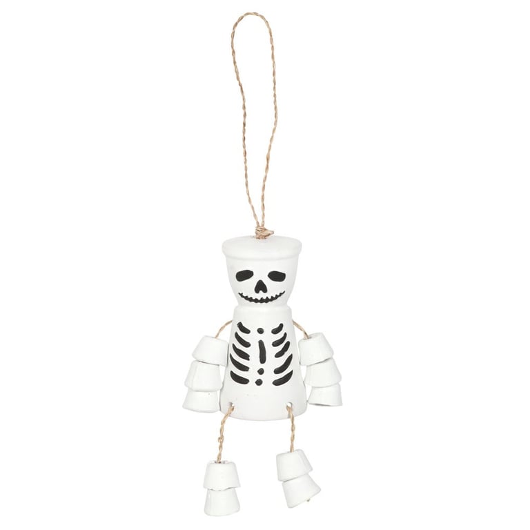 White Skeleton Terracotta Pot Man - Unique Outdoor Decoration for Nontraditional Gardens