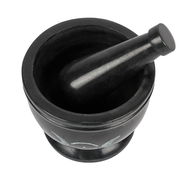 Soap Stone Triple Moon Pestle and Mortar - Sacred Ritual Herbal Grinding Tool
