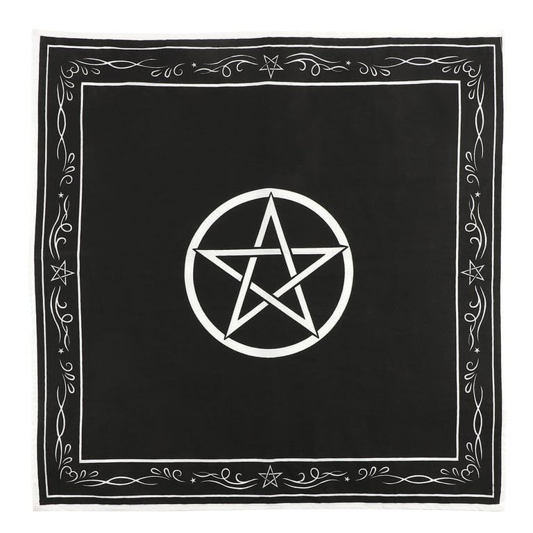 70x70 Black Cotton Pentagram Altar Cloth - Sacred Space Decor