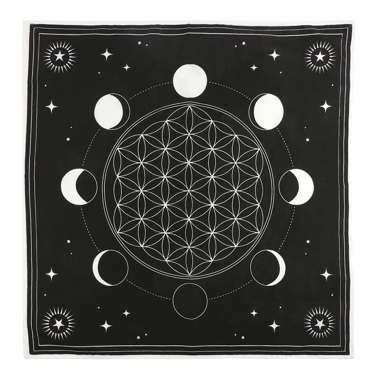 Moon Phase Crystal Grid Altar Cloth - Enhance Spell Potency in Your Sacred Space