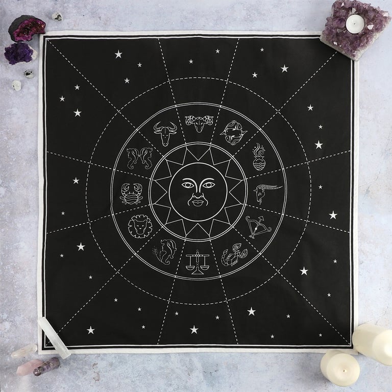 70x70cm Star Sign Altar Cloth - Zodiac Chart Design for Tarot & Oracle Cards