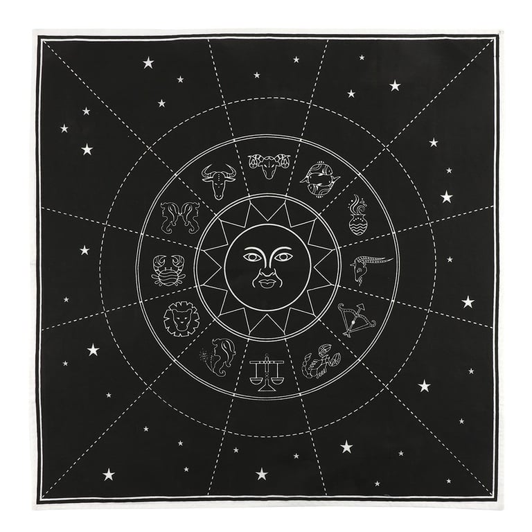 70x70cm Star Sign Altar Cloth - Zodiac Chart Design for Tarot & Oracle Cards