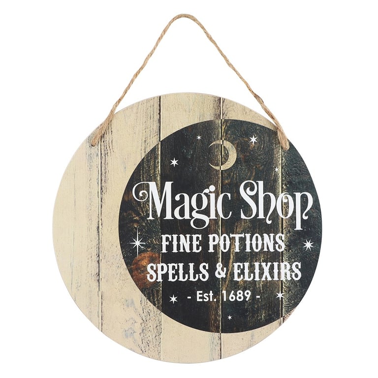 Magic Shop Round Hanging MDF Sign - Home Decor Wall Decoration