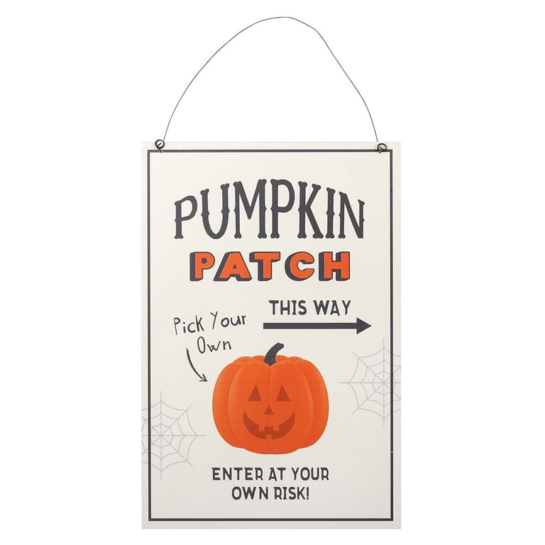 30cm Pumpkin Patch Hanging Sign - Spooky Home Decor for Halloween Season