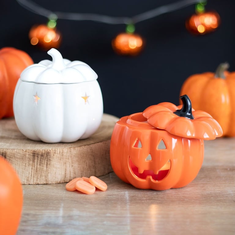 Ceramic Jack-O-Lantern Oil Burner - Autumn Scent Diffuser for Home Decor