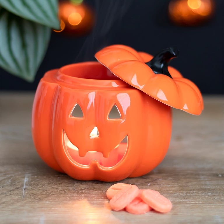Ceramic Jack-O-Lantern Oil Burner - Autumn Scent Diffuser for Home Decor