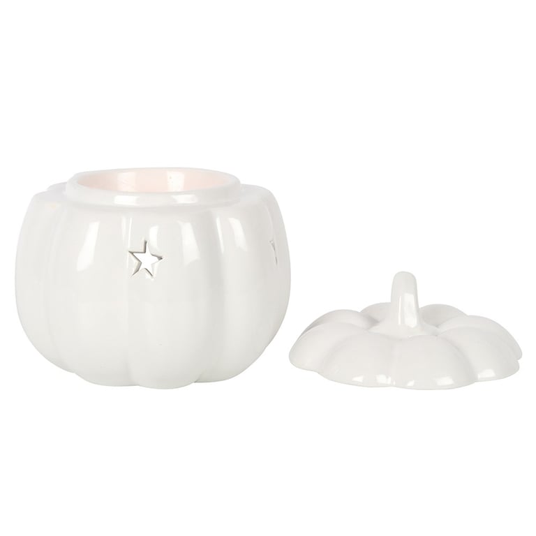 White Pumpkin Oil Burner - Elegant Autumn Fragrance Diffuser with Tealight Holder
