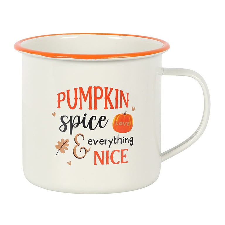 Pumpkin Spice Enamel Mug - Cozy Autumn Home Decor