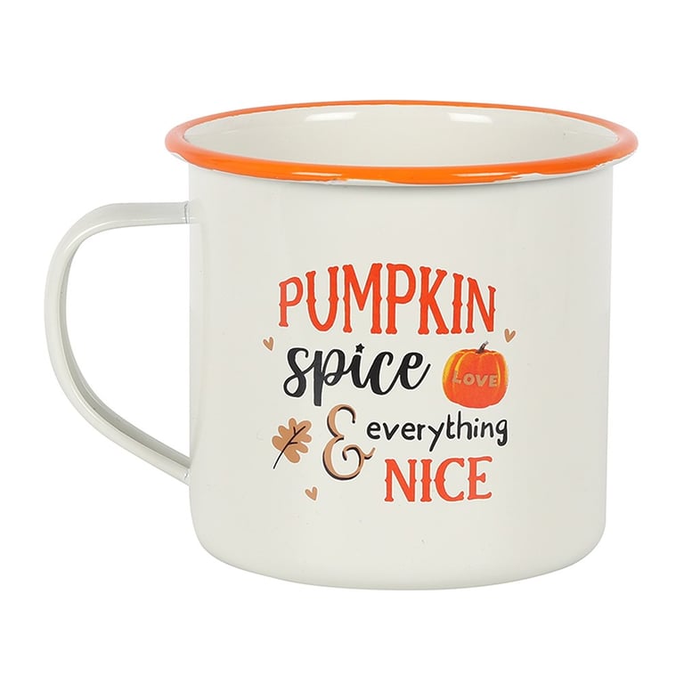 Pumpkin Spice Enamel Mug - Cozy Autumn Home Decor