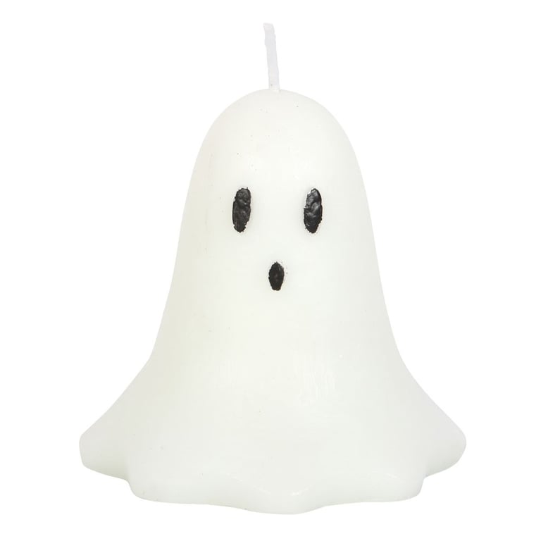 10cm Unscented Ghost Candle - Spooky Halloween Decoration Made from Paraffin Wax