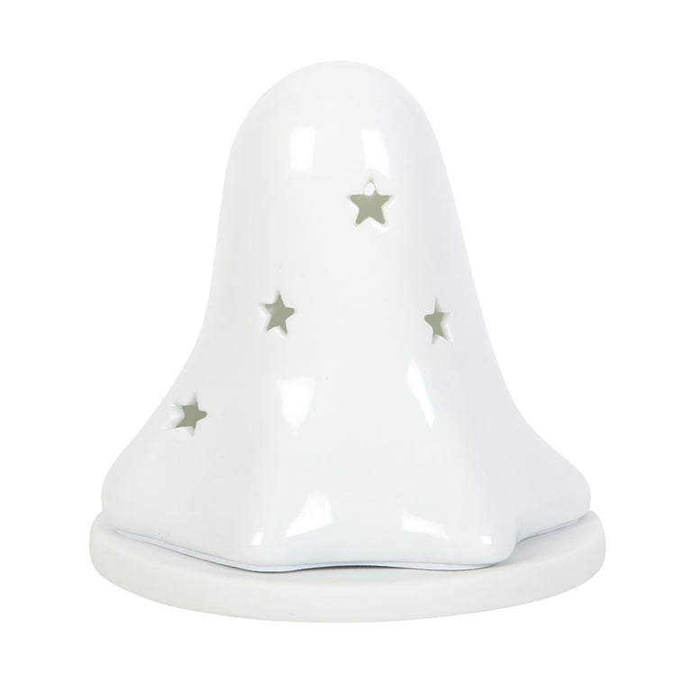 Ceramic Ghost Tealight and Incense Cone Holder - Dual-Purpose Halloween Decor