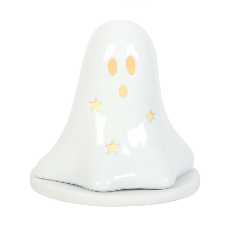 Ceramic Ghost Tealight and Incense Cone Holder - Dual-Purpose Halloween Decor