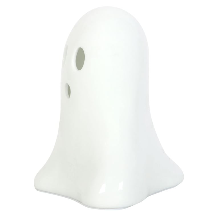 Ceramic Light Up LED Ghost - Battery Powered Halloween Decor with On/Off Switch