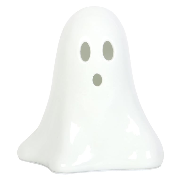 Ceramic Light Up LED Ghost - Battery Powered Halloween Decor with On/Off Switch