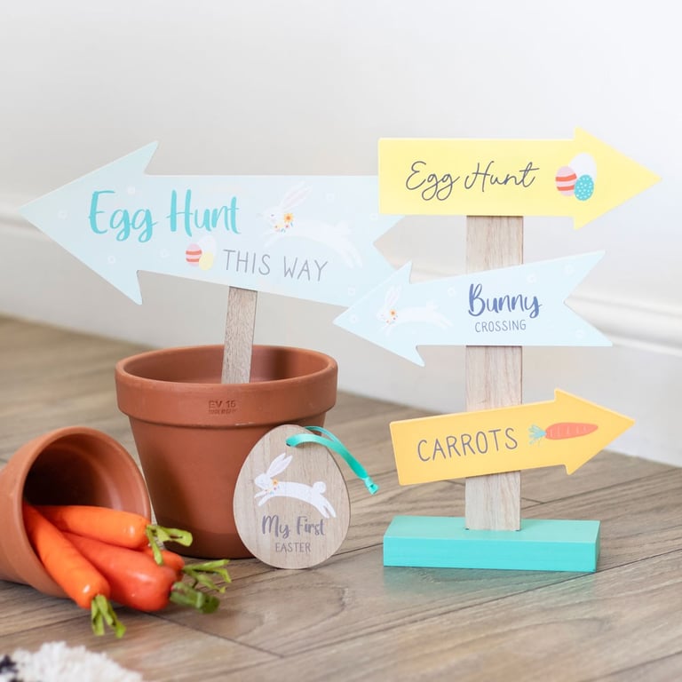 Egg Hunt This Way Sign Stake - Direct Partygoers to Easter Fun with Adorable Pathway Marker