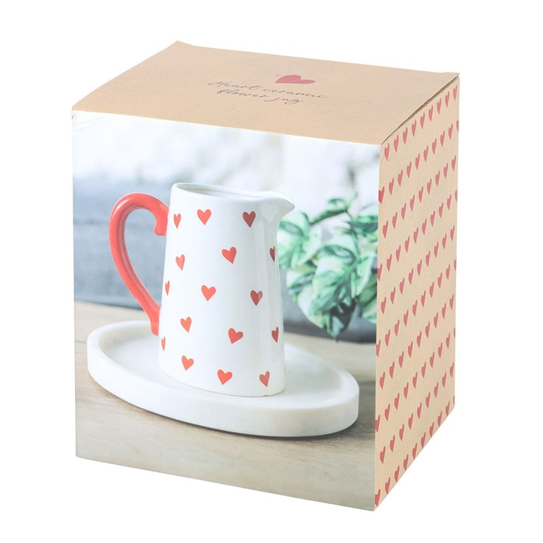 Heart Print White Ceramic Jug - Perfect Valentine s Day Decor and Gift Idea