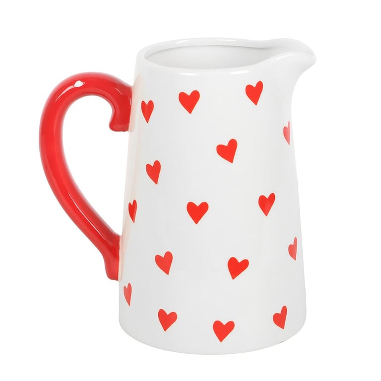 Heart Print White Ceramic Jug - Perfect Valentine s Day Decor and Gift Idea