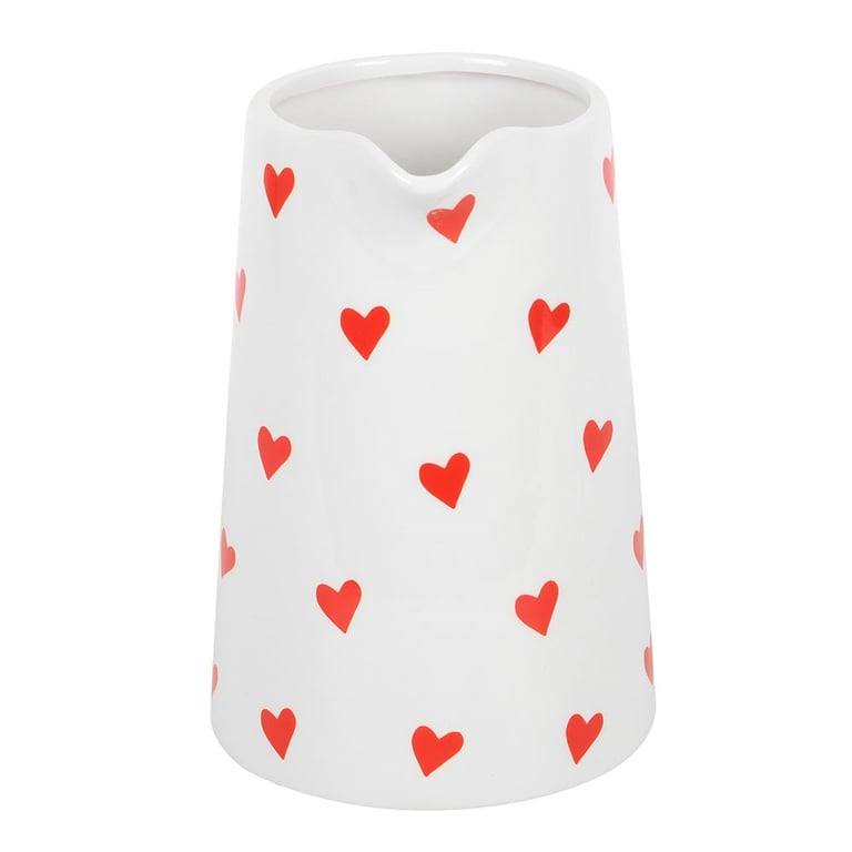 Heart Print White Ceramic Jug - Perfect Valentine s Day Decor and Gift Idea