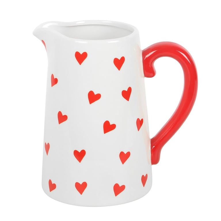Heart Print White Ceramic Jug - Perfect Valentine s Day Decor and Gift Idea