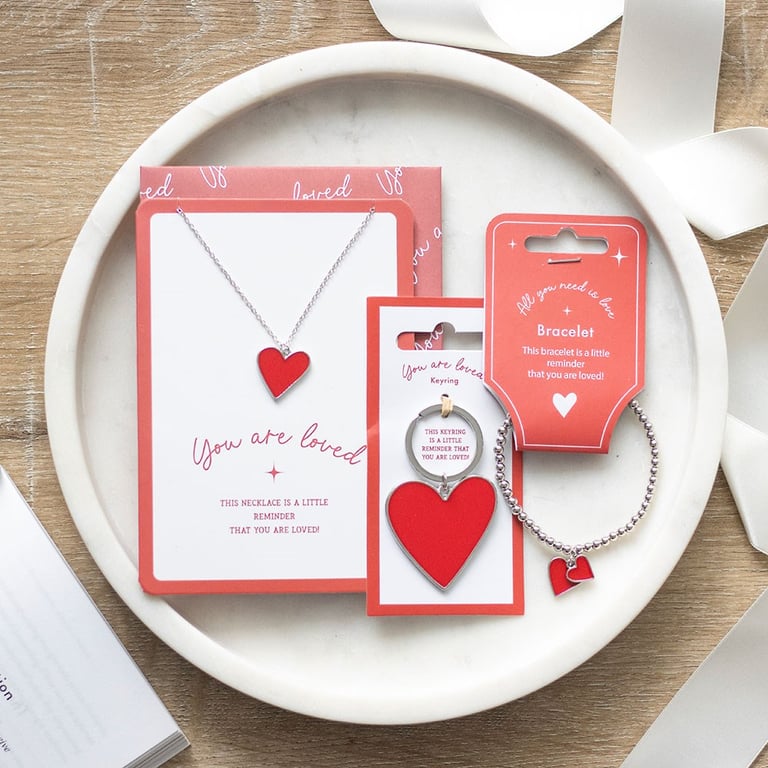 You Are Loved Heart Necklace - Red Enamel Valentine s & Mother s Day Gift Idea
