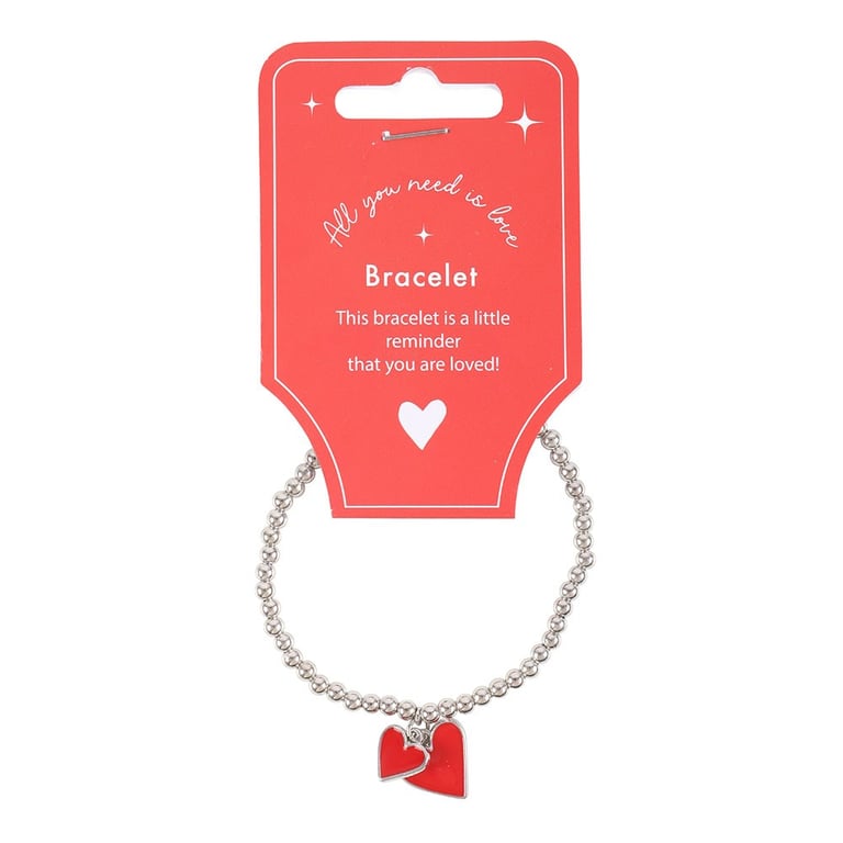 Red Enamel Heart Charm Love Bracelet - Perfect Valentine s & Mother s Day Gift Idea