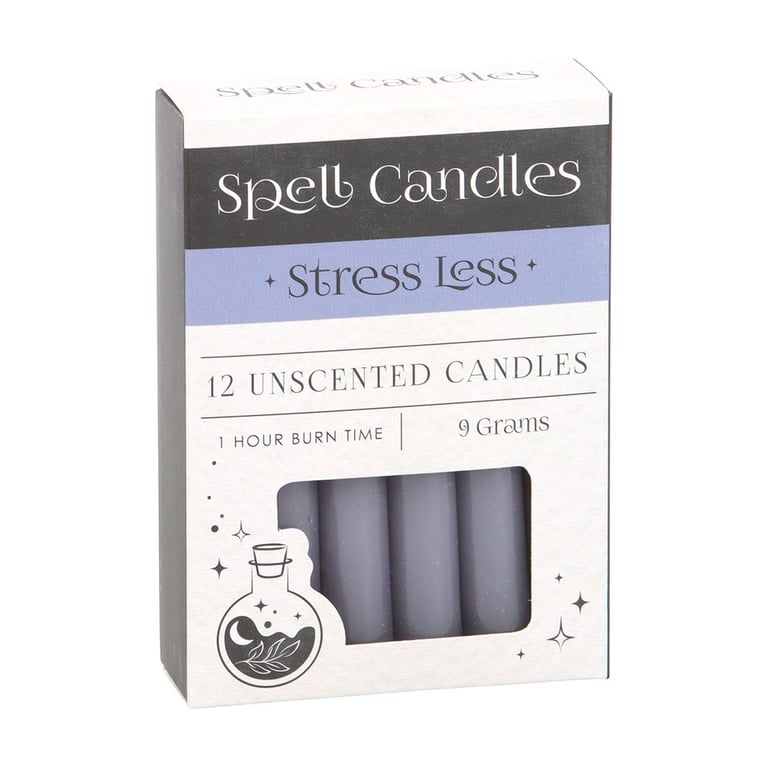 Stress Less Spell Candles - 12 Unscented Candles for Anxiety Relief and Manifestation