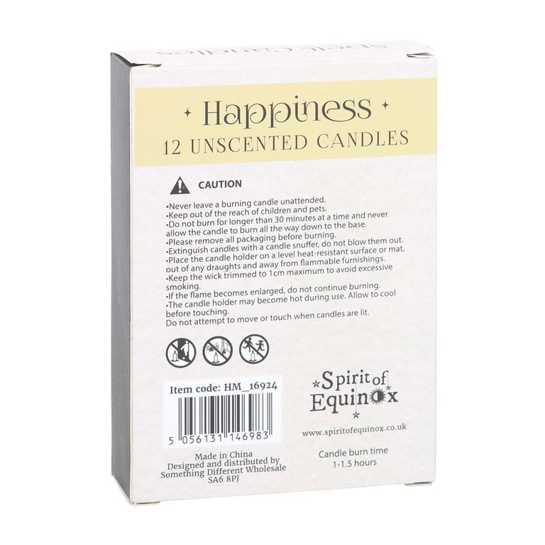 Happiness Spell Candles - 12 Unscented Candles for Manifestation and Positivity