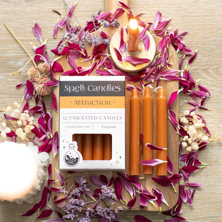 Attraction Spell Candles - 12 Unscented Candles for Manifestation and Love