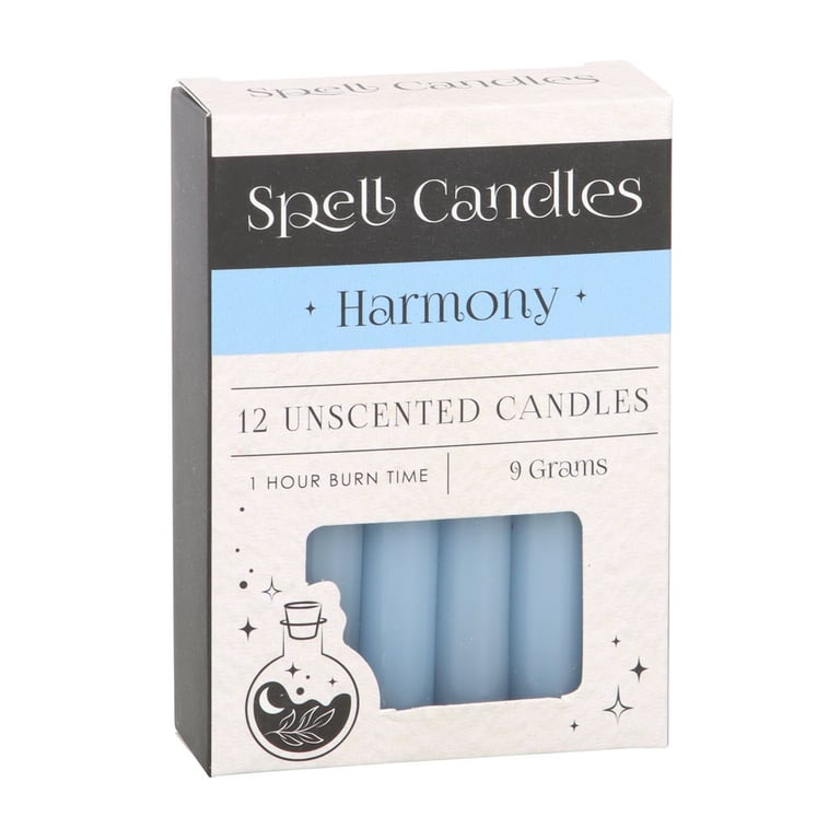 Light Blue Harmony Spell Candles - 12 Unscented Candles for Balance and Manifestation
