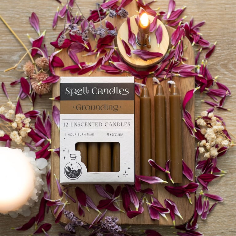 12 Unscented Grounding Spell Candles for Manifestation and Earth Energy