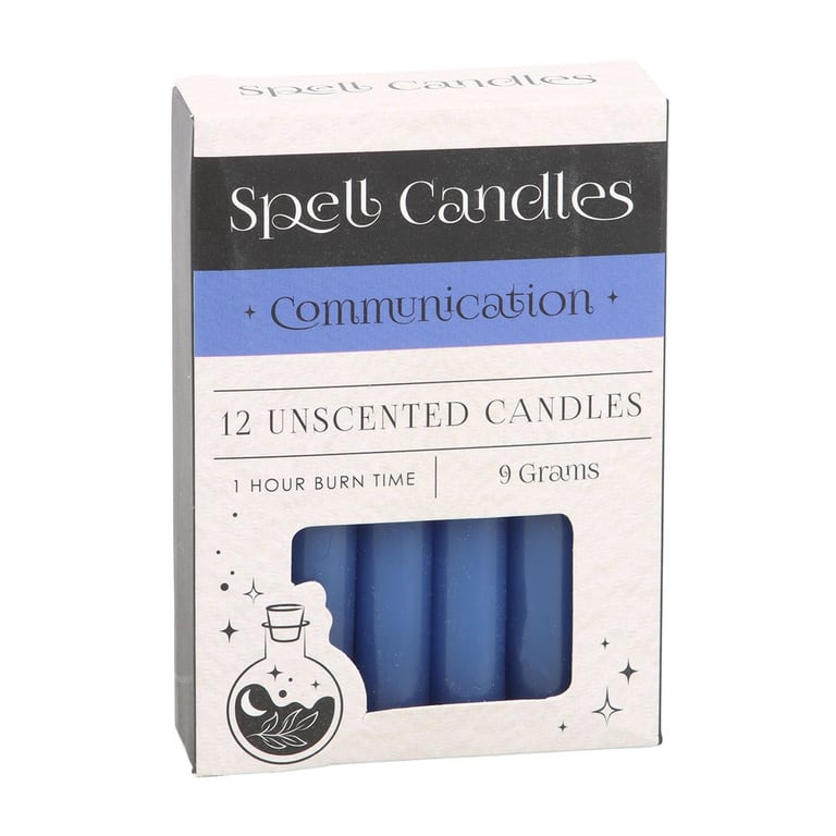 Pack of 12 Blue Communication Spell Candles - Manifest Confidence & Effective Communication