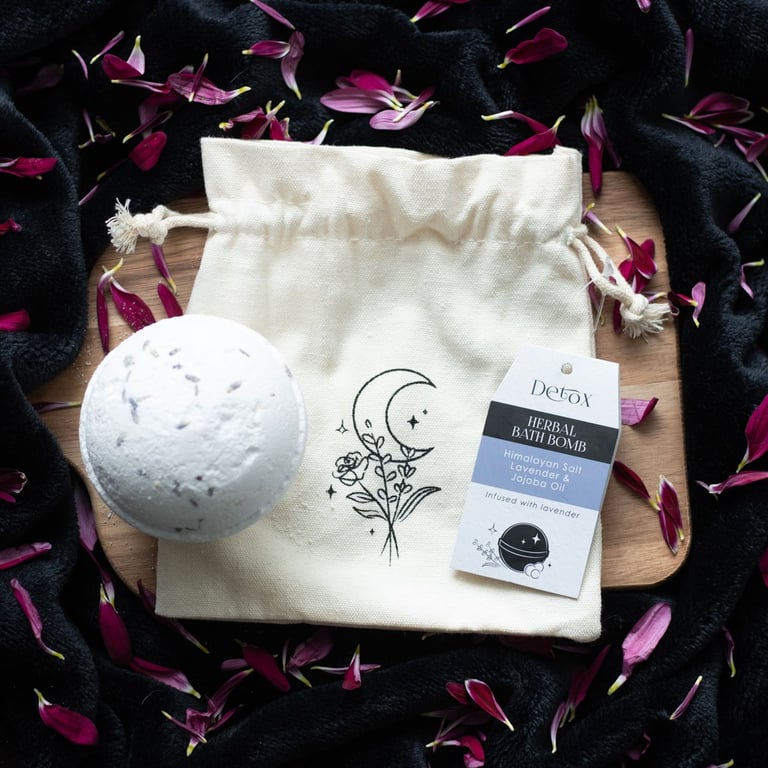 Herbal Lavender Detox Bath Bomb - Natural Relaxation & Purifying Himalayan Salt Blend