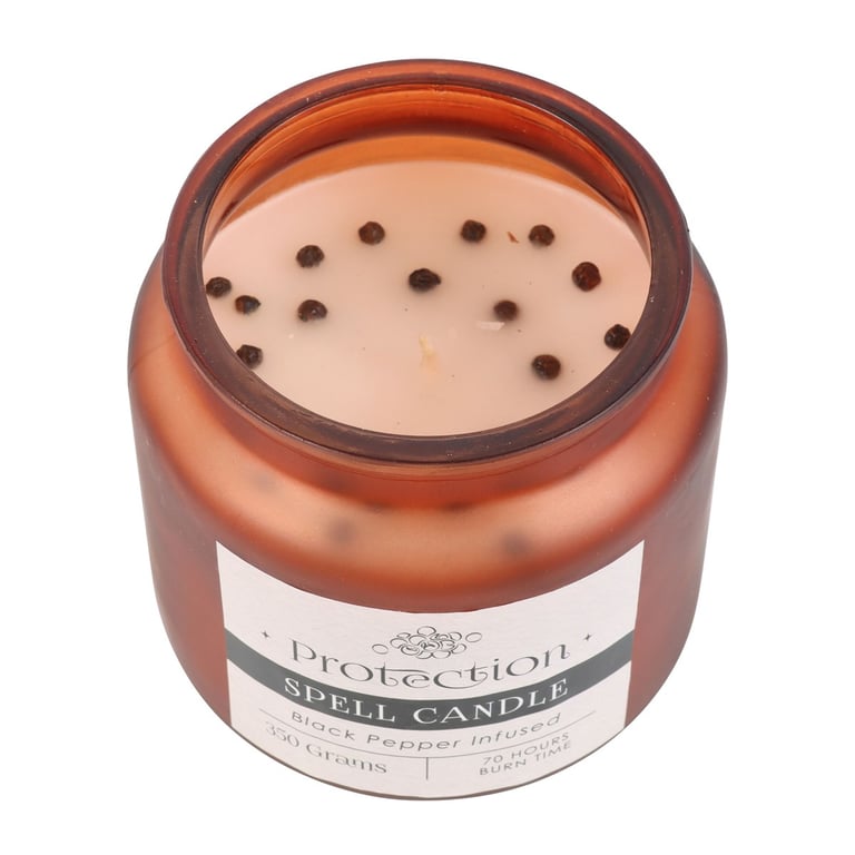 Black Pepper Infused Protection Spell Candle - Energy Shield & Divine Attraction in a 70hr Burn Time Frosted Glass Jar